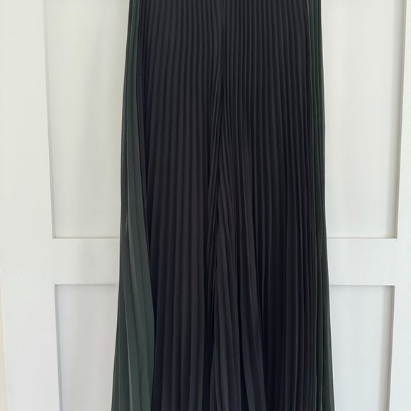 Club Monaco Jessyn Pleated Chiffon Pants In Black And Green - Picture 3 of 4